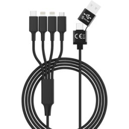 SMRTER HYDRA ELITE-L BK - Cable de carga, USB-A/-C -> micro USB, USB-C & 2x Lightning, neg
