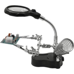 DONAU HALTER HH3 - Soporte para circuitos impresos, con lupa LED, cuello de cisne,
