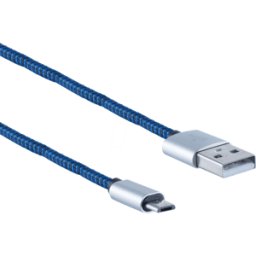 SHIVERPEAKS SHVP BS1450020 - Conector USB-A > Conector Micro B nylon azul 0,9m