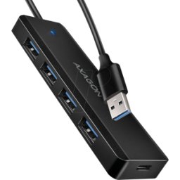 AXAGON AXG HUE-C1A - USB 3.0, concentrador de 5 puertos, 4XA, PD, cable USB-A.