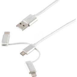 SHIVERPEAKS SHVP BS1450067 - Cable de carga USB 3in1 Micro B/tipo C/Lightning blanco 1m..