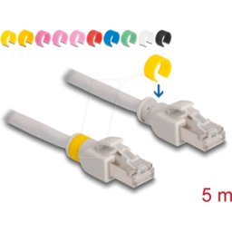 DELOCK 80121 - Cable de red RJ45 Cat.6A S/FTP con clips de colores 5 m