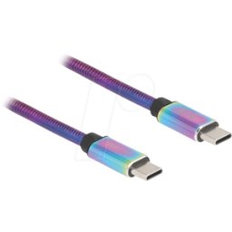 DELOCK 81116 - Cable USB 2.0, conector C a conector C iridiscente, PD 3.0 60 W,