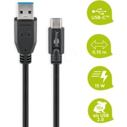 GOOBAY 45247 - Cable de carga y sincronización, USB-C -> USB-a, conector