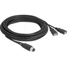 DELOCK 60652 - Cable adaptador 2x USB 2.0 a M12 codificado A de 8 clavijas 5,0