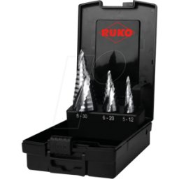 RUKO 101626RO - Juego de taladro UC STEP, 3 piezas, PUNTA FLOWSTEP, HSS RUnaTEC