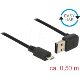 DELOCK 85203 - Cable USB 2.0, enchufe EASY a, etc. En conector Micro B, 0,5 m
