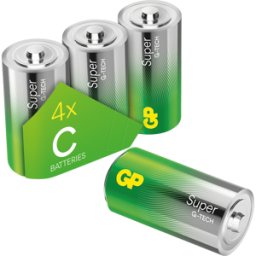 GP-BATTERIES GP U4 C - Super, pila alcalina, C (Baby), paquete de 4