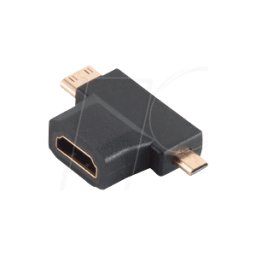 SHIVERPEAKS SHVP BS77414 - Adaptador HDMI-A hembra < HDMI-D + C macho, chapado en oro