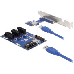 DELOCK 41442 - Tarjeta Riser, 1x PCIe x1 > 3x PCIe x1, cable de 50 cm