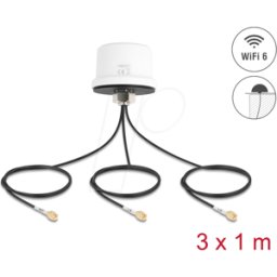 DELOCK 81472 - Antena 4G Dualband WiFi 6 2x SMA + 1x RP-SMA conector, montaje c