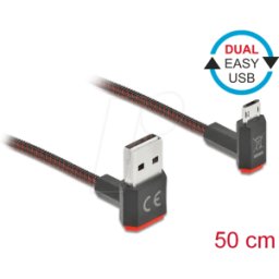DELOCK 85265 - Cable doble Easy USB 2.0, a ud En micro B St,, de, 0,5 m
