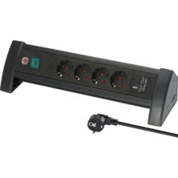 BRENNENSTUHL BRE 1156250544 - Tira de enchufe de escritorio Premium, 4 vías, USB, cable
