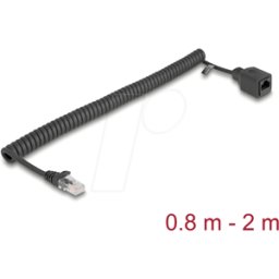 DELOCK 90670 - Cable espiral RJ45 macho a hembra Cat.5e 0,8 m a 2 m negro