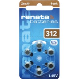 RENATA AIR 312 - Batería para audífonos, zinc-aire, 7,9 x 3,6 mm, A