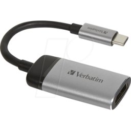 VERBATIM 49143 - Adaptador USB C > 1 HDMI, 4K a 60 Hz, 10 cm
