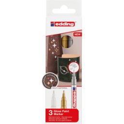 EDDING 751-3-999 - Juego de marcador de pintura brillante metalizado. Blanco, dorad