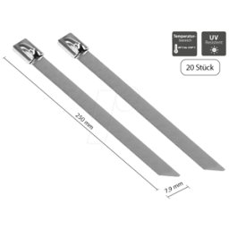 GOOD CONNECTIONS GC KAB-E25X79 - Bridas de acero inoxidable, 250 mm x 7,9 mm, paquete de 20