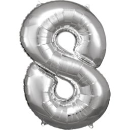 AMSC BALLON 8 SI - AMSCAN Foil Globo número 8 plata