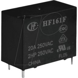 HONGFA HF161F-012-H - Relé de alimentación 12V, 1 contacto NA, 20A.