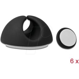 DELOCK 18342 - Juego de sujetacables de 6 piezas negro