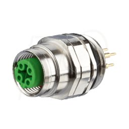 METZ CONNECT M12 BU4 360 - Conector hembra M12, 4 vías, montaje frontal