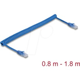 DELOCK 90362 - Cable espiral RJ45 Cat.6, 0,8 m a 1,8 m azul