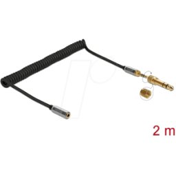 DELOCK 85832 - Conector macho/macho de 3,5 mm, 1 adaptador de 6,35mm, espiral,