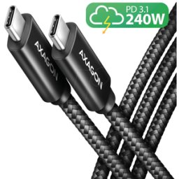 AXAGON AXG BUCM2-CM30AB - Cable de sincronización y carga, USB-C -> USB-C, textil,