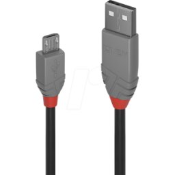 LINDY 36732 - Cable USB 2.0, conector macho a macho Micro-B, 1,0 m