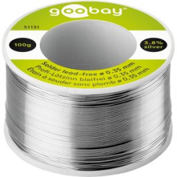 GOOBAY LZ FP BF 0,35 10 - Soldadura sin plomo con contenido de color plateado y cobre, Ø 0