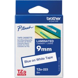 BROTHER P-TOUCH TZE233 - Cinta laminada, azul sobre blanco, 12 mm