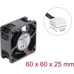 DELOCK 67450 - Ventilador axial 48 V DC, 60 x 60 x 25 mm, conector PWM de 4 pin