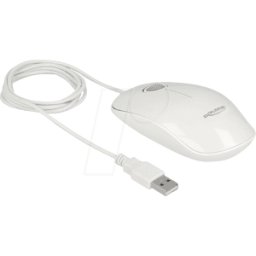 DELOCK 12537 - Ratón (ratón), cable, USB, blanco