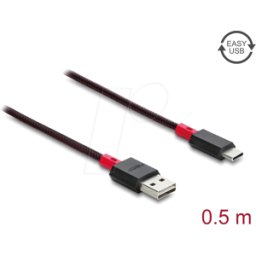 DELOCK 81541 - Cable EASY-USB 2.0 Tipo-A macho a USB Type-C™ macho 0,5 m negro