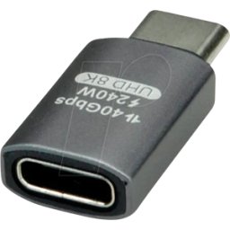ROLINE 12032931 - Adaptador USB4 C macho > C hembra, 8K, recto, plata