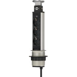 BRENNENSTUHL BRE 1396200003 - Enchufe de sobremesa, 3 vías, tipo F, 2 x USB, negro