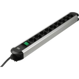BACHMANN BACH 330.072 - Regleta de enchufes, 9 aumentos, tipo F - CEE 7/3, negro-plata