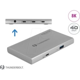 DELOCK 64157 - Thunderbolt™ 4 Hub, 3 puertos + USB 3,1 A-Port, 8K 30 Hz