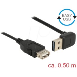 DELOCK 85185 - Cable USB 2.0, enchufe EASY a, etc. En casquillo a, 0,5 m, negro