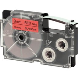 CASIO XR-9RD1 - Cinta de escritura, 9 mm x 8 m, negro/rojo