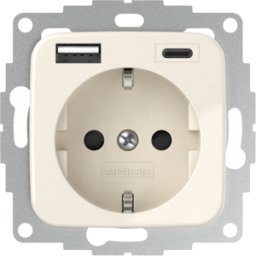 2USB ICP AC CWG - 2USB InCharge PRO - Conector USB brillante blanco crema