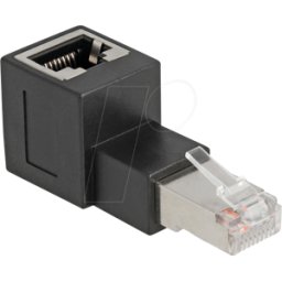 DELOCK 87861 - Adaptador de red RJ45 macho/hembra, Cat.6a, en ángulo sup