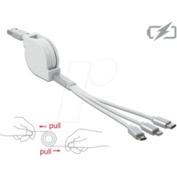 DELOCK 85850 - Cable de carga USB Tipo-A a Tipo-C Micro-B 1 m 2 A blanco