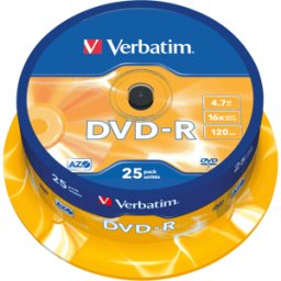 DVD-R4,7 VER25 - Verbatim DVD-R 4,7GB, caja de 25