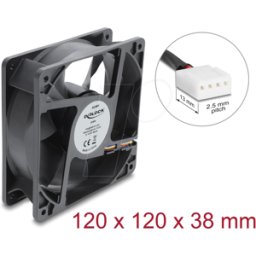 DELOCK 67454 - Ventilador axial 48 V DC, 120 x 120 x 38 mm, conector PWM de 4 p