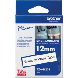 BROTHER P-TOUCH TZEN231 - Cinta sin laminar, negro sobre blanco, 12 mm