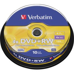 VERBATIM 43488 - DVD+RW 4,7 GB, mate, husillo de 10 unidades