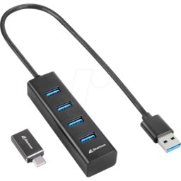 SHARKOON SHARK USB 4PORT - USB 3,0 Hub de 4 puertos, aluminio