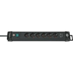 BRENNENSTUHL BRE 1951160602 - Regleta Premium-Line de 6 tomas, negro
